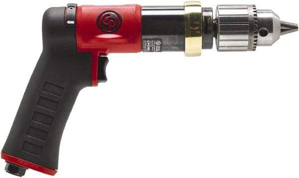 Chicago Pneumatic - 1/2" Reversible Keyed Chuck - Pistol Grip Handle, 840 RPM, 0.5 hp, 90 psi - All Tool & Supply