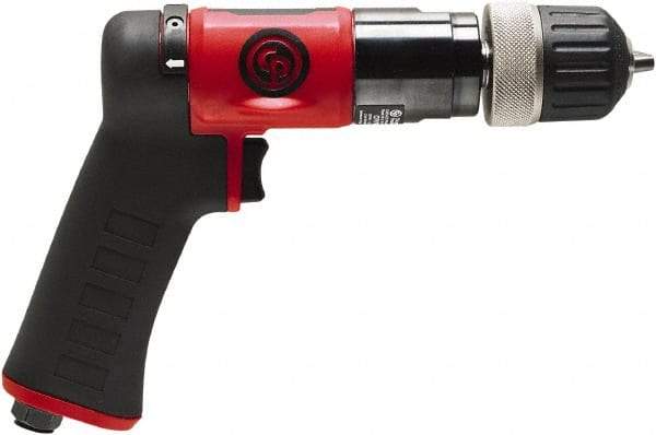 Chicago Pneumatic - 3/8" Reversible Keyless Chuck - Pistol Grip Handle, 2,100 RPM, 0.5 hp, 90 psi - All Tool & Supply