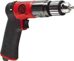 Chicago Pneumatic - 3/8" Reversible Keyed Chuck - Pistol Grip Handle, 2,100 RPM, 0.5 hp, 90 psi - All Tool & Supply