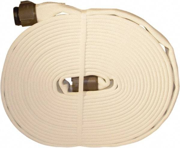 Dixon Valve & Coupling - 2-1/2" ID, 360 Working psi, White Polyester Fire Hose - Male x Female NST (NH) Ends, 100' Long, 1,080 Burst psi - All Tool & Supply