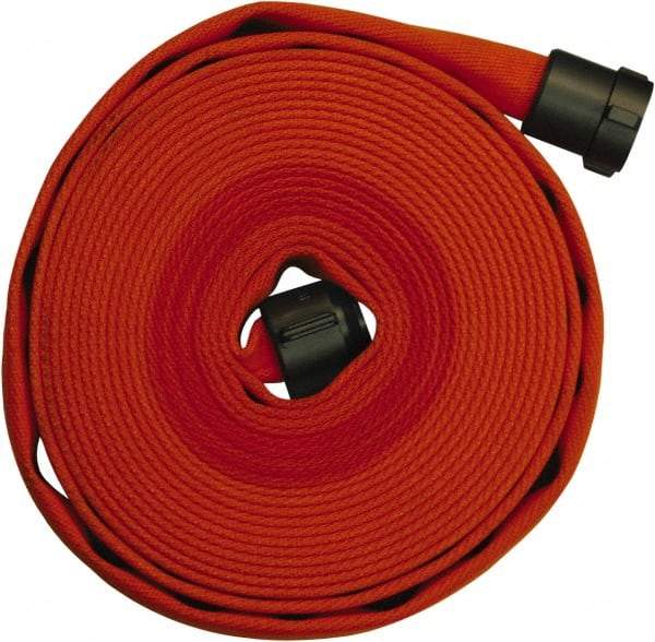 Dixon Valve & Coupling - 1-1/2" ID, 225 Working psi, Orange Polyester/Rubber Fire Hose, Single Jacket - Male x Female NPSH Ends, 50' Long, 675 Burst psi - All Tool & Supply