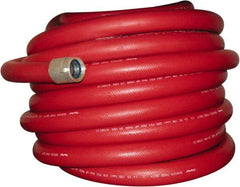 Dixon Valve & Coupling - 1-1/2" ID, 225 Working psi, Red Polyester/Rubber Fire Hose, Single Jacket - Male x Female NPSH Ends, 50' Long, 675 Burst psi - All Tool & Supply