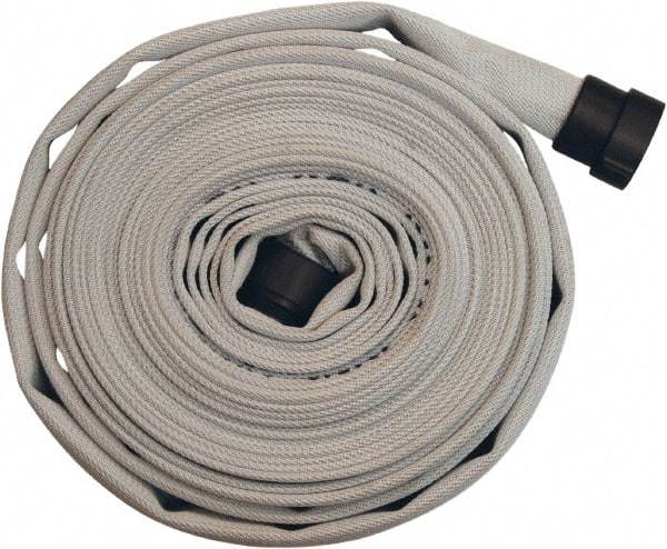 Dixon Valve & Coupling - 1-1/2" ID, 135 Working psi, White Polyester/Rubber Fire Hose, Single Jacket - Male x Female NPSH Ends, 50' Long, 405 Burst psi - All Tool & Supply