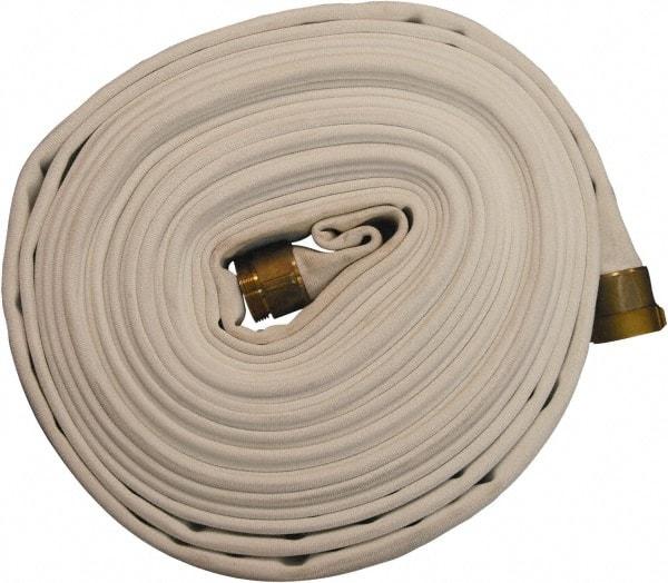 Dixon Valve & Coupling - 2-1/2" ID, 360 Working psi, White Polyester Fire Hose - Male x Female NST (NH) Ends, 25' Long, 1,080 Burst psi - All Tool & Supply