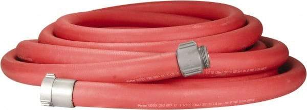 Dixon Valve & Coupling - 1-1/2" ID, 225 Working psi, Red Polyester/Rubber Fire Hose, Single Jacket - Male x Female NST (NH) Ends, 50' Long, 675 Burst psi - All Tool & Supply