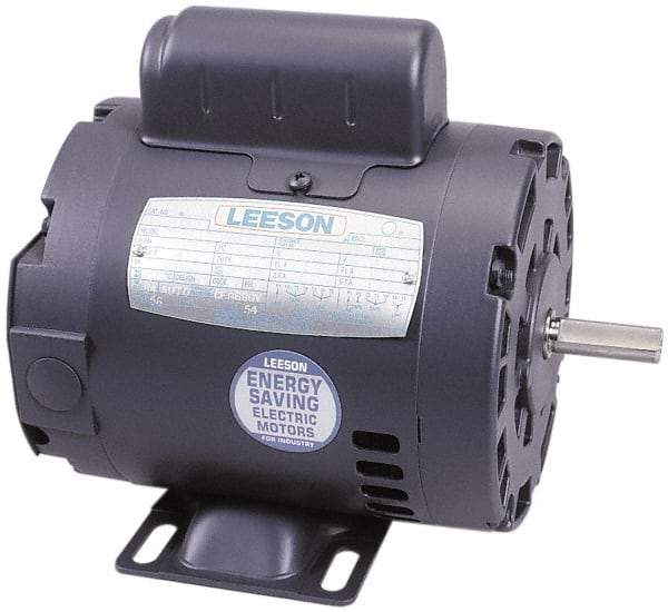 Leeson - 1/4 Max hp, 1,725 Max RPM, Electric AC DC Motor - 115, 208, 230 V Input, Single Phase, 48 Frame - All Tool & Supply