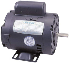 Leeson - 1-1/2 Max hp, 1,725 Max RPM, Electric AC DC Motor - 115, 208, 230 V Input, Single Phase, 56H Frame - All Tool & Supply