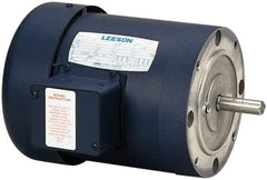 Leeson - 1 Max hp, 3,450 Max RPM, Electric AC DC Motor - 208-230/460 V Input, Three Phase, 56C Frame - All Tool & Supply