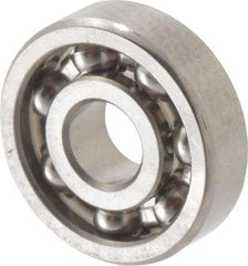 Value Collection - 1/8" Bore Diam, 3/8" OD, Open Miniature Radial Ball Bearing - 7/64" Wide, 1 Row, Round Bore, 49 Lb Static Capacity, 144 Lb Dynamic Capacity - All Tool & Supply