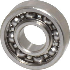 Value Collection - 5/32" Bore Diam, 5/16" OD, Open Miniature Radial Ball Bearing - 7/64" Wide, 1 Row, Round Bore, 29 Lb Static Capacity, 81 Lb Dynamic Capacity - All Tool & Supply