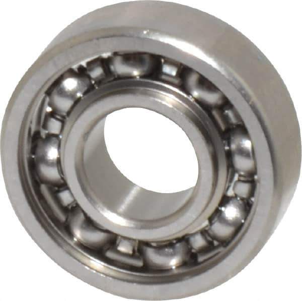 Value Collection - 3/32" Bore Diam, 5/16" OD, Open Miniature Radial Ball Bearing - 7/64" Wide, 1 Row, Round Bore, 40 Lb Static Capacity, 124 Lb Dynamic Capacity - All Tool & Supply