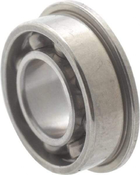 Value Collection - 3/16" Bore Diam, 3/8" OD, Open Miniature Radial Ball Bearing - 1/8" Wide, With Flange, 1 Row, Round Bore, 56 Lb Static Capacity, 160 Lb Dynamic Capacity - All Tool & Supply