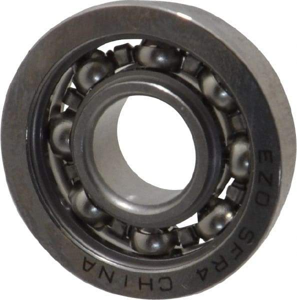 Value Collection - 1/4" Bore Diam, 5/8" OD, Open Miniature Radial Ball Bearing - 0.196" Wide, With Flange, 1 Row, Round Bore, 128 Lb Static Capacity, 335 Lb Dynamic Capacity - All Tool & Supply