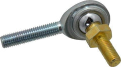 Made in USA - 1/4" ID, 3/4" Max OD, 2,225 Lb Max Static Cap, Male Spherical Rod End with Stud - 1/4-28 RH, Steel with Steel Raceway - All Tool & Supply