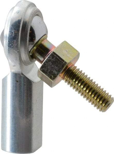 Made in USA - 3/16" ID, 5/8" Max OD, 1,210 Lb Max Static Cap, Female Spherical Rod End with Stud - 10-32 RH, Steel with Steel Raceway - All Tool & Supply