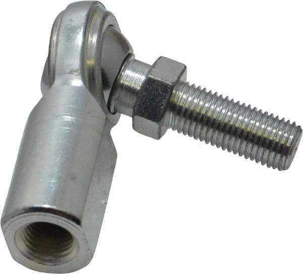 Made in USA - 3/8" ID, 1" Max OD, 5,100 Lb Max Static Cap, Female Spherical Rod End with Stud - 3/8-24 RH, Steel with Steel Raceway - All Tool & Supply