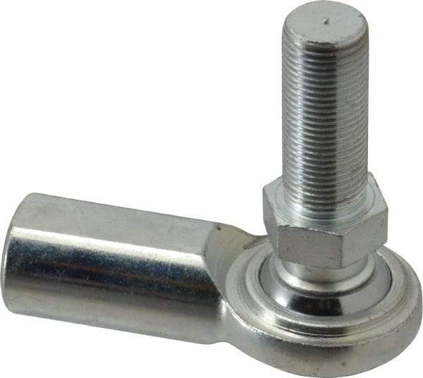 Made in USA - 3/4" ID, 1-3/4" Max OD, 14,290 Lb Max Static Cap, Female Spherical Rod End with Stud - 3/4-16 RH, Steel with Steel Raceway - All Tool & Supply