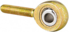 Made in USA - 5/8" ID, 1-1/2" Max OD, 7,400 Lb Max Static Cap, Male Spherical Rod End with Stud - 5/8-18 RH, Steel with Bronze Raceway - All Tool & Supply