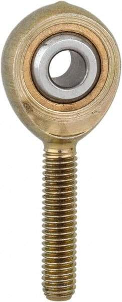 Made in USA - 3/16" ID, 5/8" Max OD, 1,174 Lb Max Static Cap, Plain Male Spherical Rod End - 10-32 RH, Steel with Bronze Raceway - All Tool & Supply