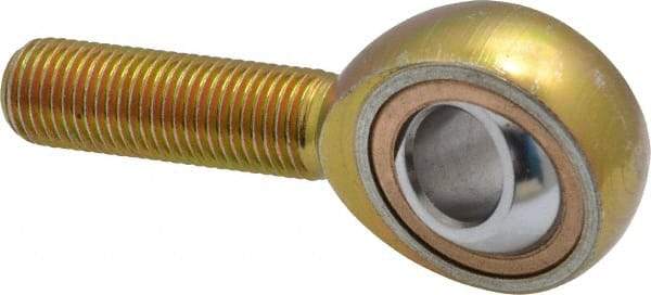 Made in USA - 7/16" ID, 1-1/8" Max OD, 4,244 Lb Max Static Cap, Plain Male Spherical Rod End - 7/16-20 RH, Steel with Bronze Raceway - All Tool & Supply