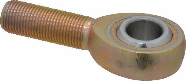 Made in USA - 5/8" ID, 1-1/2" Max OD, 7,400 Lb Max Static Cap, Plain Male Spherical Rod End - 5/8-18 RH, Steel with Bronze Raceway - All Tool & Supply