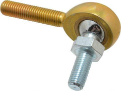 Made in USA - 1/4" ID, 3/4" Max OD, 2,168 Lb Max Static Cap, Male Spherical Rod End with Stud - 1/4-28 RH, Steel with Bronze Raceway - All Tool & Supply