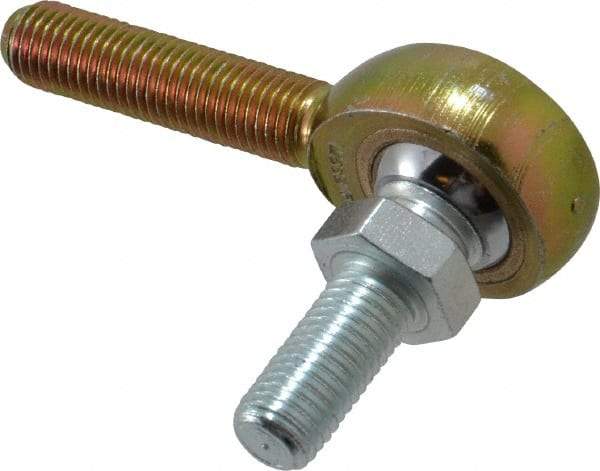 Made in USA - 5/16" ID, 7/8" Max OD, 2,796 Lb Max Static Cap, Male Spherical Rod End with Stud - 5/16-24 RH, Steel with Bronze Raceway - All Tool & Supply