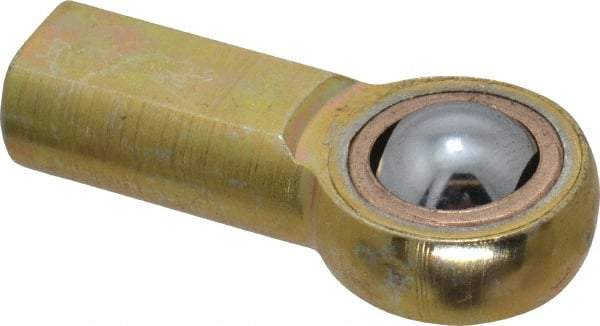 Made in USA - 3/16" ID, 5/8" Max OD, 1,624 Lb Max Static Cap, Plain Female Spherical Rod End - 10-32 RH, Steel with Bronze Raceway - All Tool & Supply