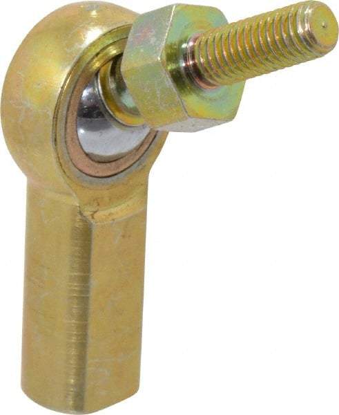 Made in USA - 3/16" ID, 5/8" Max OD, 1,624 Lb Max Static Cap, Female Spherical Rod End with Stud - 10-32 RH, Steel with Bronze Raceway - All Tool & Supply