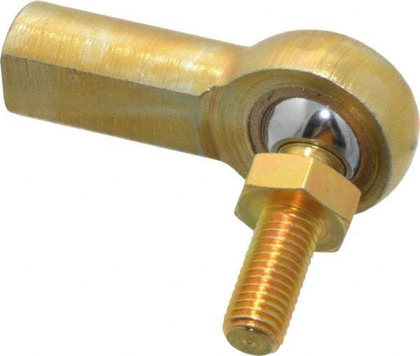 Made in USA - 1/4" ID, 3/4" Max OD, 2,545 Lb Max Static Cap, Female Spherical Rod End with Stud - 1/4-28 RH, Steel with Bronze Raceway - All Tool & Supply