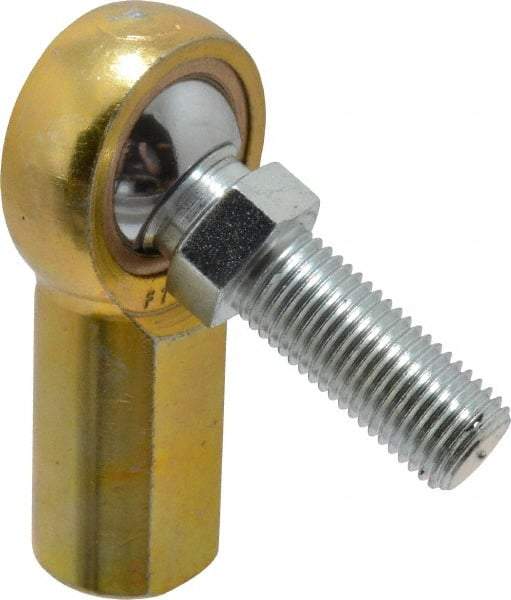 Made in USA - 7/16" ID, 1-1/8" Max OD, 4,300 Lb Max Static Cap, Female Spherical Rod End with Stud - 7/16-20 RH, Steel with Bronze Raceway - All Tool & Supply