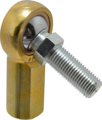 Made in USA - 7/16" ID, 1-1/8" Max OD, 4,300 Lb Max Static Cap, Female Spherical Rod End with Stud - 7/16-20 RH, Steel with Bronze Raceway - All Tool & Supply