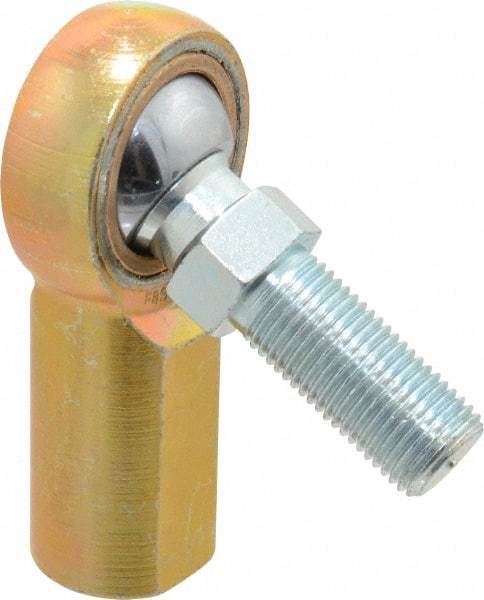 Made in USA - 1/2" ID, 1-5/16" Max OD, 6,700 Lb Max Static Cap, Female Spherical Rod End with Stud - 1/2-20 RH, Steel with Bronze Raceway - All Tool & Supply