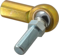 Made in USA - 3/4" ID, 1-3/4" Max OD, 11,550 Lb Max Static Cap, Female Spherical Rod End with Stud - 3/4-16 RH, Steel with Bronze Raceway - All Tool & Supply