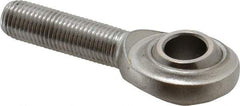 Made in USA - 7/16" ID, 1-1/8" Max OD, 3,780 Lb Max Static Cap, Plain Male Spherical Rod End - 7/16-20 RH, Stainless Steel with Stainless Steel Raceway - All Tool & Supply