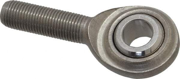 Made in USA - 1/2" ID, 1-5/16" Max OD, 4,700 Lb Max Static Cap, Plain Male Spherical Rod End - 1/2-20 RH, Stainless Steel with Stainless Steel Raceway - All Tool & Supply