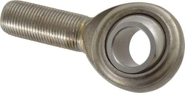Made in USA - 3/4" ID, 1-3/4" Max OD, 7,512 Lb Max Static Cap, Plain Male Spherical Rod End - 3/4-16 RH, Stainless Steel with Stainless Steel Raceway - All Tool & Supply
