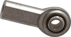 Made in USA - 1/4" ID, 3/4" Max OD, 1,380 Lb Max Static Cap, Plain Female Spherical Rod End - 1/4-28 RH, Stainless Steel with Stainless Steel Raceway - All Tool & Supply