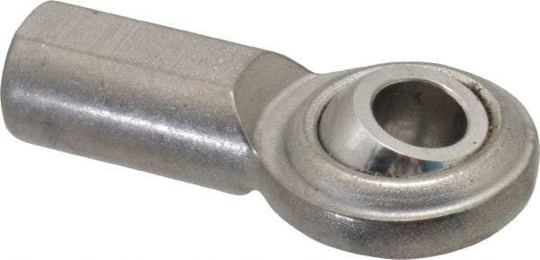 Made in USA - 5/16" ID, 7/8" Max OD, 2,100 Lb Max Static Cap, Plain Female Spherical Rod End - 5/16-24 RH, Stainless Steel with Stainless Steel Raceway - All Tool & Supply