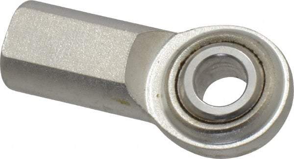 Made in USA - 3/8" ID, 1" Max OD, 3,080 Lb Max Static Cap, Plain Female Spherical Rod End - 3/8-24 RH, Stainless Steel with Stainless Steel Raceway - All Tool & Supply