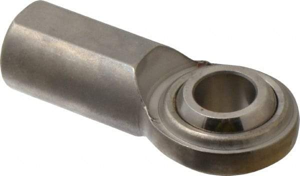 Made in USA - 5/8" ID, 1-1/2" Max OD, 5,870 Lb Max Static Cap, Plain Female Spherical Rod End - 5/8-18 RH, Stainless Steel with Stainless Steel Raceway - All Tool & Supply