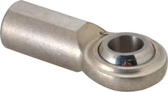 Made in USA - 3/4" ID, 1-3/4" Max OD, 7,520 Lb Max Static Cap, Plain Female Spherical Rod End - 3/4-16 RH, Stainless Steel with Stainless Steel Raceway - All Tool & Supply