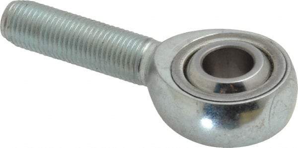 Made in USA - 3/8" ID, 1" Max OD, 9,550 Lb Max Static Cap, Plain Male Spherical Rod End - 3/8-24 RH, Alloy Steel with Steel Raceway - All Tool & Supply