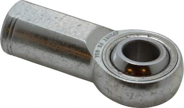 Made in USA - 5/8" ID, 1-1/2" Max OD, 17,959 Lb Max Static Cap, Plain Female Spherical Rod End - 5/8-18 RH, Alloy Steel with Steel Raceway - All Tool & Supply