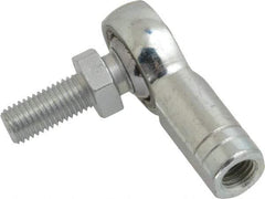 Made in USA - 5/16" ID, 7/8" Max OD, 7,640 Lb Max Static Cap, Female Spherical Rod End with Stud - 5/16-24 RH, Alloy Steel with Steel Raceway - All Tool & Supply