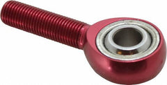 Made in USA - 3/8" ID, 1" Max OD, 4,208 Lb Max Static Cap, Plain Male Spherical Rod End - 3/8-24 RH, Alloy Steel with Steel Raceway - All Tool & Supply