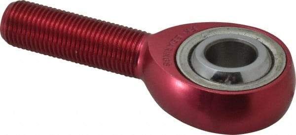 Made in USA - 1/2" ID, 1-5/16" Max OD, 7,698 Lb Max Static Cap, Plain Male Spherical Rod End - 1/2-20 RH, Aluminum Housing with Steel Raceway - All Tool & Supply