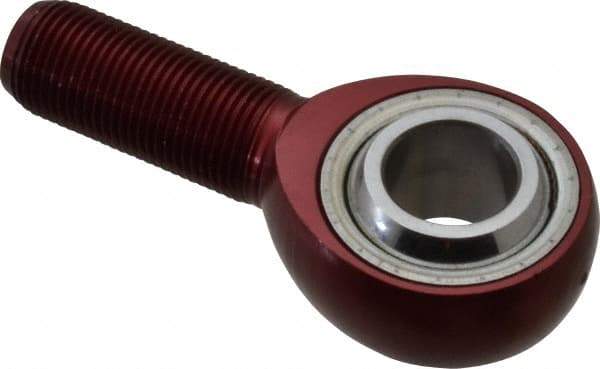 Made in USA - 3/4" ID, 1-3/4" Max OD, 13,319 Lb Max Static Cap, Plain Male Spherical Rod End - 3/4-16 RH, Alloy Steel with Steel Raceway - All Tool & Supply