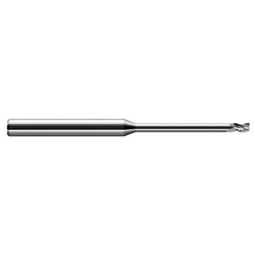 Miniature End Mills - Long Reach, Stub Flute - 0.0100″ Cutter Diameter × 0.0150″ (1/64″) Length of Cut × 0.1000″ Reach Carbide Square End Mill, 3 Flutes - Exact Industrial Supply