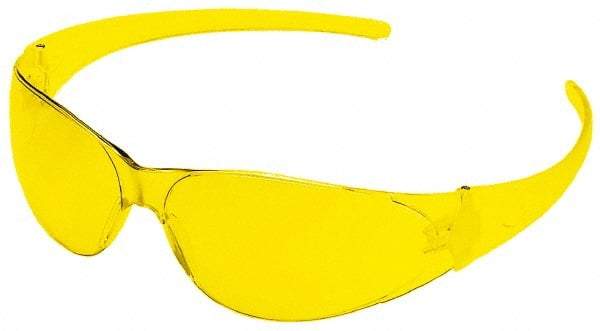 MCR Safety - Amber Lenses, Framed Safety Glasses - Scratch Resistant, Translucent Yellow Polycarbonate Frame, Size Universal, Wrap Around - All Tool & Supply